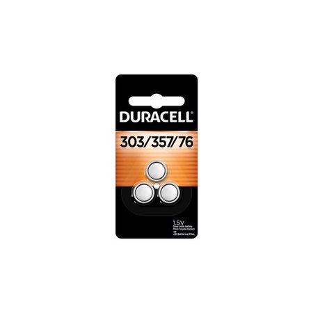 DURACELL Silver Oxide 303/357/76 1.5 V 0.18 Ah Electronic/Watch Battery , 3PK D303/357B3P08
